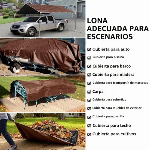 Vista 7 de TARPAL Lona 4x8 Pies Lonas Pequeñas Resistentes Impermeables 10mil Cubierta Protectora Multiusos Impermeable, Protección contra la Nieve o los Rayos