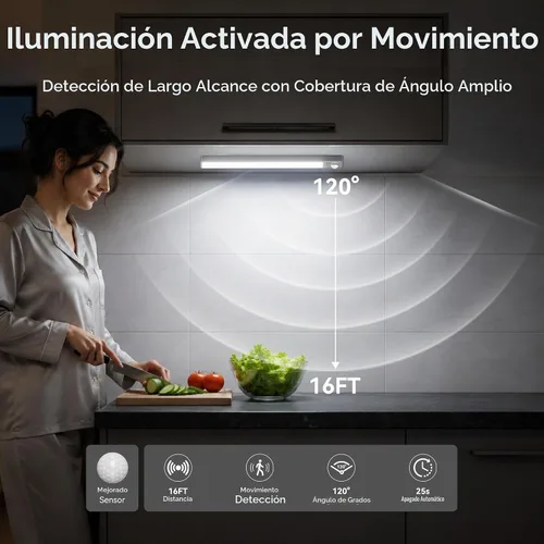 Vista 3 de lexall Paquete de 3 luces recargables para debajo del gabinete con estación
