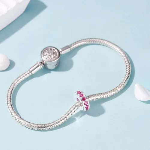 Vista 19 de 925 plata esterlina espaciador encanto grano con CZ transparente para pulseras Pandora Charms