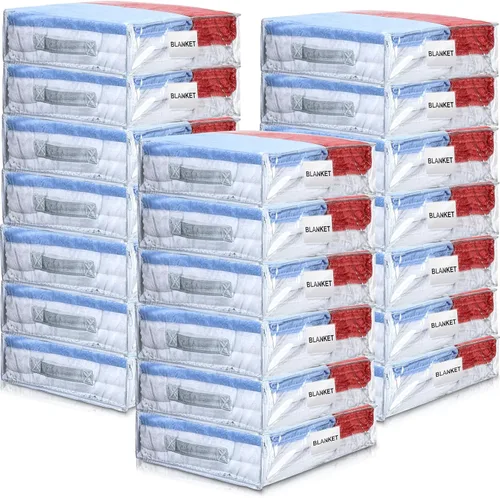 Vista 8 de Kenning Juego de 20 bolsas de almacenamiento de vinilo transparente con cremallera para organizador de sábanas, bolsas de plástico para suéter