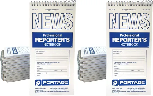 Vista 4 de Cuaderno del Portage Reporter, # 200 Gregg de rayas, 70 hojas, 4" x 8", Blanco