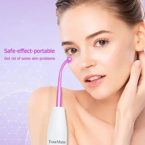Vista 5 de YourMate Dispositivo de fototerapia Máquina de varita facial de alta frecuencia con tubos de argón para cara, barbilla, cuello, máquina facial con 4