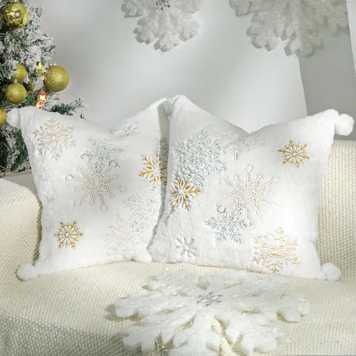 Vista 12 de Lewondr Funda para Almohada Decorativa, 45x45 cm Juego de 2 Fundas de Almohada de Doble Cara de Pelo Sintético Cómodas y Suavemente Decorativas