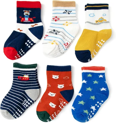 Vista 7 de Calcetines antideslizantes para bebé con agarres para niños y niñas