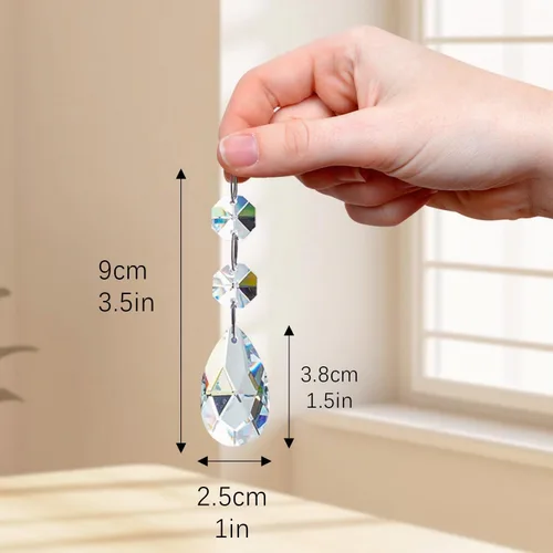Vista 6 de 20 colgantes de cristal con forma de lágrima para decoración de cuentas Transparente 1*