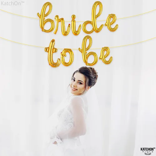 Vista 4 de KatchOn, Globos dorados con texto en inglés "Bride To Be", 16 pulgadas, globos de despedida de soltera para decoraciones de despedida de soltera, Oro