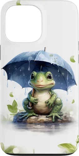 Vista 24 de Cute Green Frog with Umbrella in The Rain Case for iPhone 17