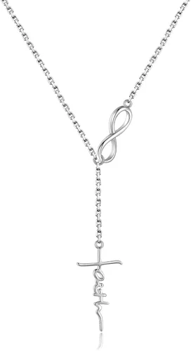 Vista 8 de Sariel Collar con colgante de cruz de fe, esperanza y amor de plata esterlina 925 para mujer, joyería cristiana para cumpleaños, Navidad, Navidad