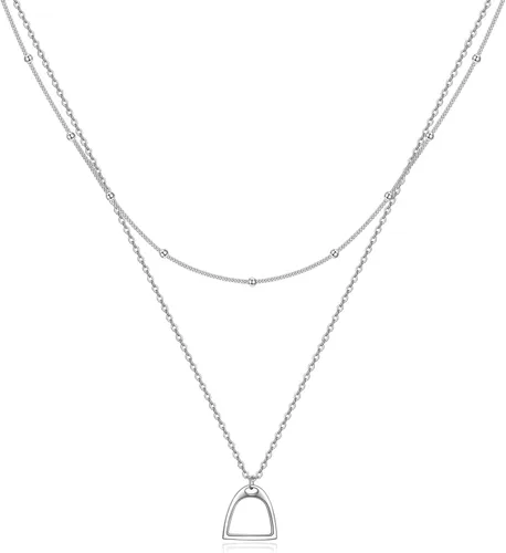 Vista 9 de YFN Collar Lariat con estribos de caballo dobles de plata de ley 925, regalo para mujeres Un collar de caballo