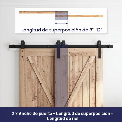 Vista 3 de SMARTSTANDARD Kit de herrajes para puerta de granero doble corredera de 4