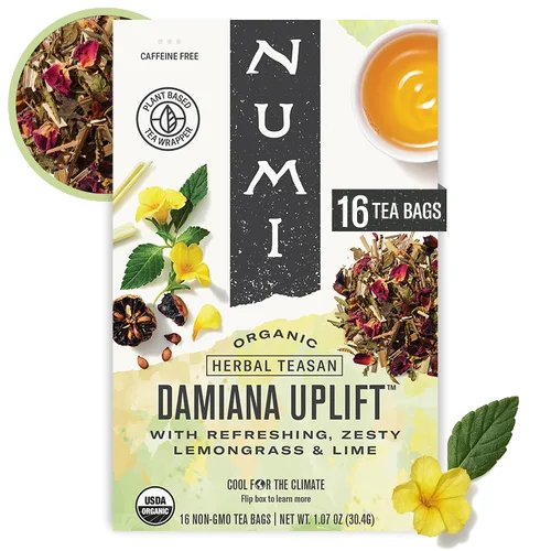 Vista 24 de Té de cúrcuma, Amber Sun, Numi Organic Mezcla de té de cúrcuma de hierbas con rooibos y especias