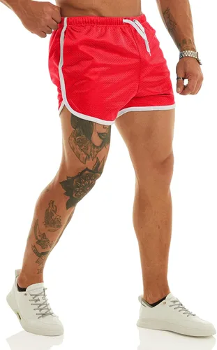 Vista 5 de Ouber Pantalones cortos ajustados para hombre, culturismo, entrenamiento, gimnasio, correr, pantalones cortos de levantamiento ajustados