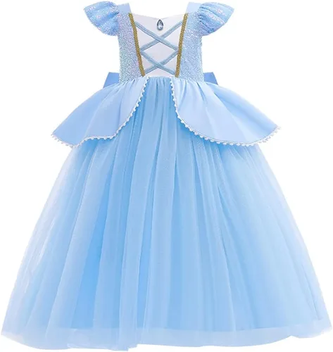 Vista 18 de Vestido de cumpleaños de princesa Cenicienta para niñas, disfraz de Halloween, concurso de Navidad, fiesta de baile con accesorios