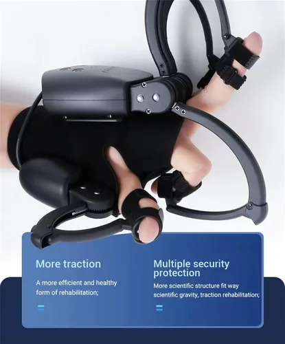 Vista 6 de Guantes de robot de rehabilitación mejorados para hemiplejia cerebral, robot portátil de mano con 4 modos de entrenamiento, fuerza ajustable
