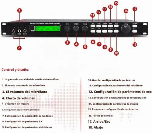 Vista 3 de Depusheng X5 Mezclador Digital Reverberator Micrófono KTV Karaoke Procesador de Audio