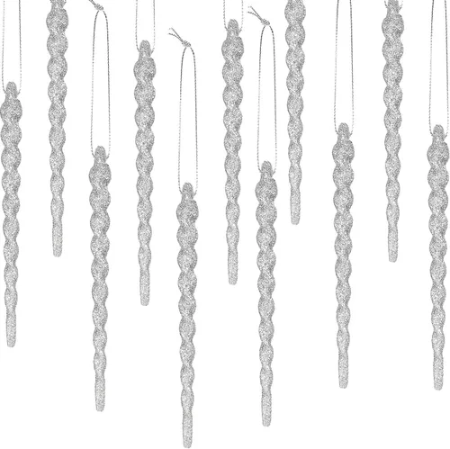 Vista 44 de 30 piezas de carámbanos de plástico trenzados para árbol de Navidad; adornos colgantes para árbol de Navidad, fiesta de Navidad, boda, fiesta