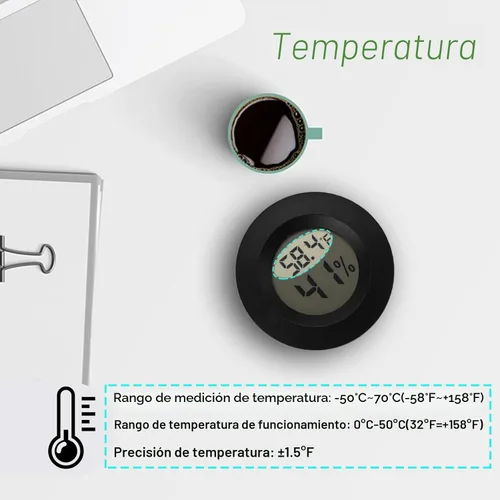 Vista 4 de Mini termómetro higrómetro digital medidor de humedad para interiores y exteriores, monitor de humedad para reptiles para invernadero, jardín