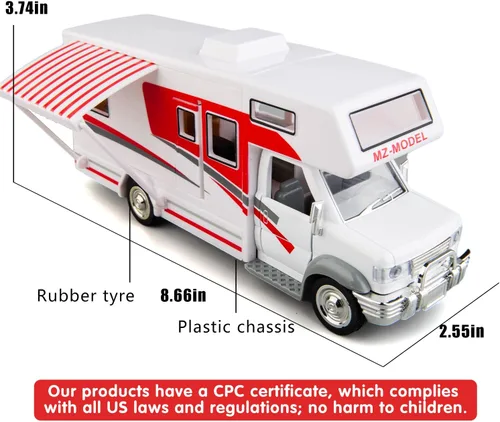 Vista 6 de BDTCTK Escala 1:28 DIY Autocaravana de lujo DIE-CAST Modelo de coche, aleación de zinc, vehículos de tracción fundidos a presión juguetes para niños