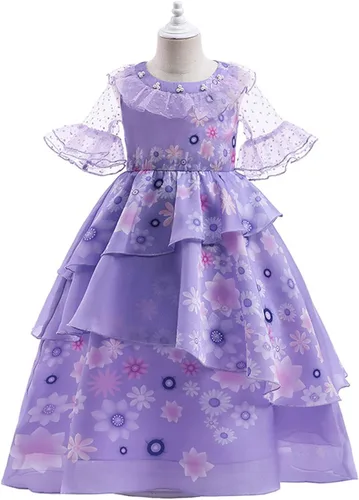 Vista 5 de Encanto Madrigal - Disfraz para niñas, Isabela, cosplay, ropa de juego de rol, disfraz de princesa para niños