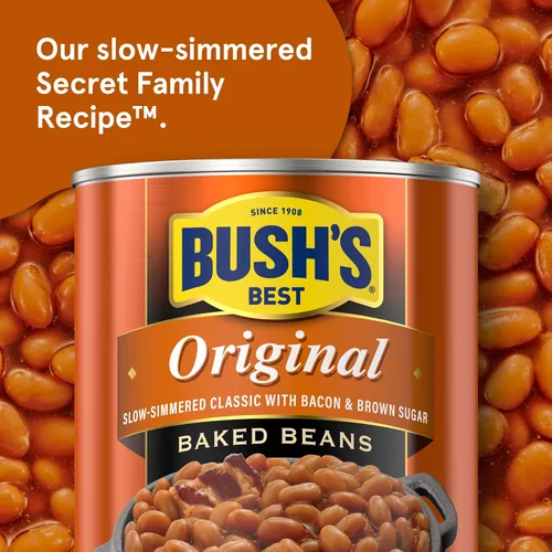 Vista 6 de BUSH'S BEST Frijoles horneados originales enlatados de 16 onzas, fuente de proteína y fibra a base de plantas, bajos en grasa, sin gluten