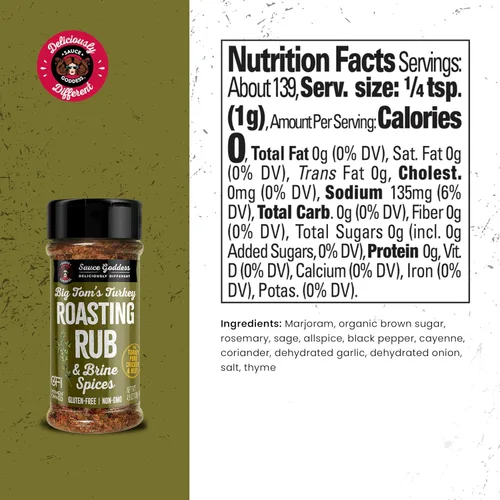 Vista 2 de Sauce Goddess Big Tom's Especias para Frotar y Salmuera para Asar Pavo - Sin Gluten, Condimentos y Especias para Cocinar Pavo y Condimentos
