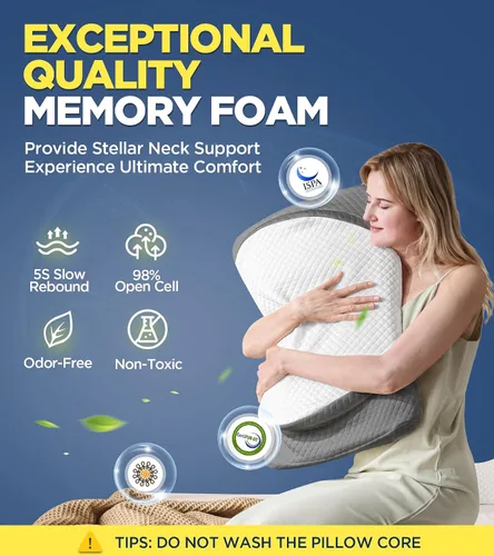 Vista 5 de Almohada cervical ultra cómoda para aliviar el dolor, almohada ajustable para dormir de lado que se ajusta perfectamente al hombro, almohada