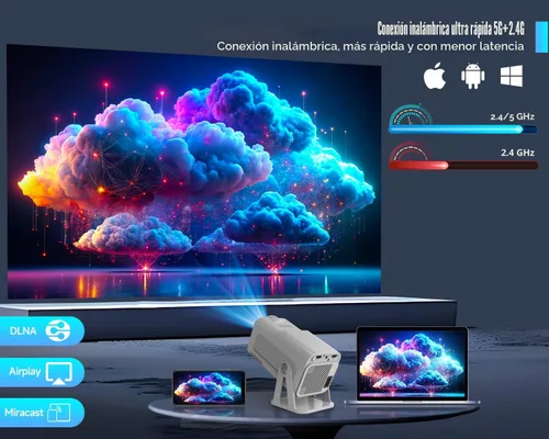 Vista 3 de [Licencia de Netflix] Magcubic Mini proyector con WiFi y Bluetooth, Android 13 integrado, proyector inteligente portátil 1080P con soporte 4K