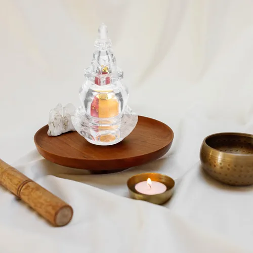Vista 6 de Estupa Torre Budista Estupa Estupa Pagoda Budista Cristal Pagoda Estilo Chino Estatua Feng Shui Budismo Dagoba Mascota Suministros de budismo
