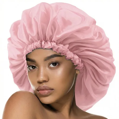 Vista 7 de Gorras de tratamiento de ricino de argán y negro, gorro de satén para dormir, accesorios para el cabello, gorras de ducha para mujeres Marrón