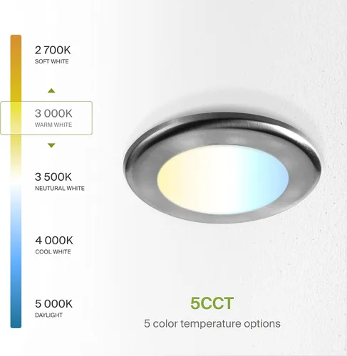 Vista 6 de ASD Paquete de 6 luces LED de disco de 4 pulgadas, 10 W 5CCT 2700K-5000K 685LM CRI90+, lámpara de techo regulable, disco de montaje en superficie