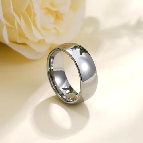Vista 2 de King Will Alianza de boda de carburo de tungsteno para hombres y mujeres, anillos de promesa para parejas abovedados de alto pulido