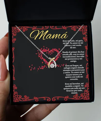 Vista 13 de Cadena, Collar de Regalo Para Mama En Forma De Corazon Plateado y Dorado Regalo Para Mujer Personalizado