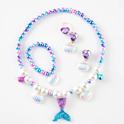 Vista 5 de Nuolich Mermaid Costume for Girls Halloween Little Princess Dress Up with Jewelry