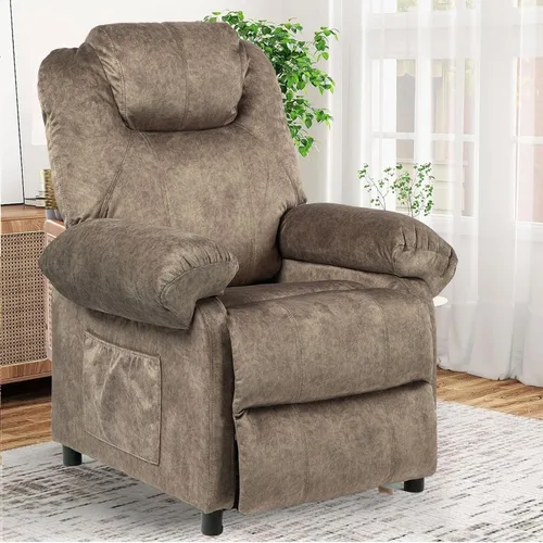 Vista 7 de Silla reclinable de masaje con calor, sillas reclinables de tela con relleno con calefacción, sillón reclinable pequeño para sala de estar