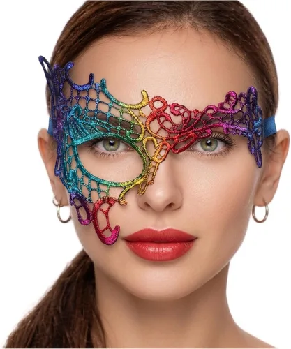Vista 77 de Masquerade Mask For Women Lace Masquerade Mask for Masquerade Party, Proms, Venetian Party, Mardi Gras, Halloween & Cosplay Ana Bg Pluma de Pavo Real