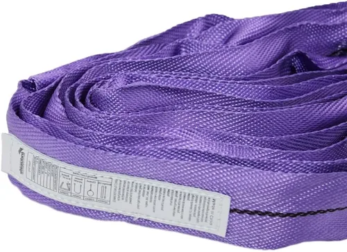 Vista 6 de Correas de elevación redondas sin fin de poliéster morado, 4 pies de longitud, capacidad vertical de 2,600 libras, cesta de 5,200 libras