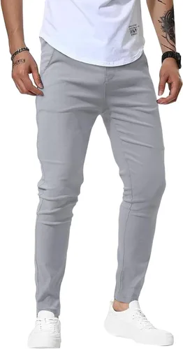 Vista 3 de Woenzaia Men's Slim Fit Dress Pants Casual Stretchy Twill Chinos Tapered Skinny Slacks