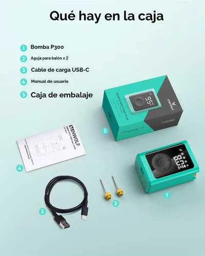 Vista 8 de ETENWOLF Bomba de bola eléctrica de inflado y desinflado de 2 a 17 PSI, bomba de baloncesto con manómetro preciso, bomba de aire recargable