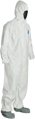 Vista 4 de DuPont Tyvek 400 TY122S Buzo de seguridad desechable, con protector de botas, XL, paquete de 25