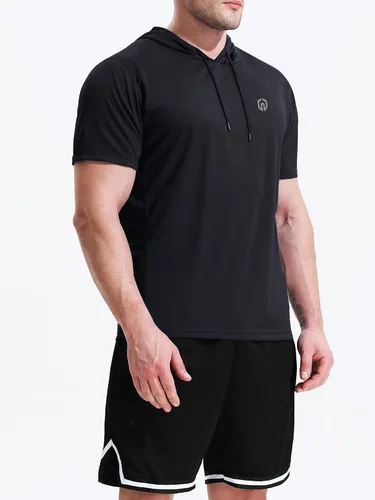 Vista 2 de Neleus - Camiseta sin mangas deportiva Dry Fit para correr con capucha