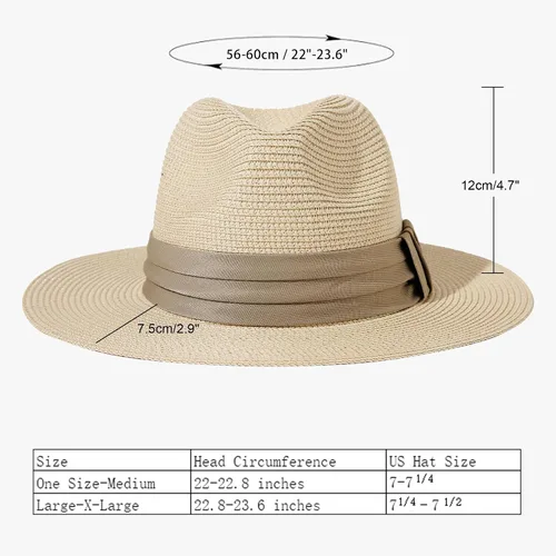 Vista 42 de Lanzom - Sombrero de paja playero para mujer, de ala ancha, plegable, estilo Fedora, UPF50+