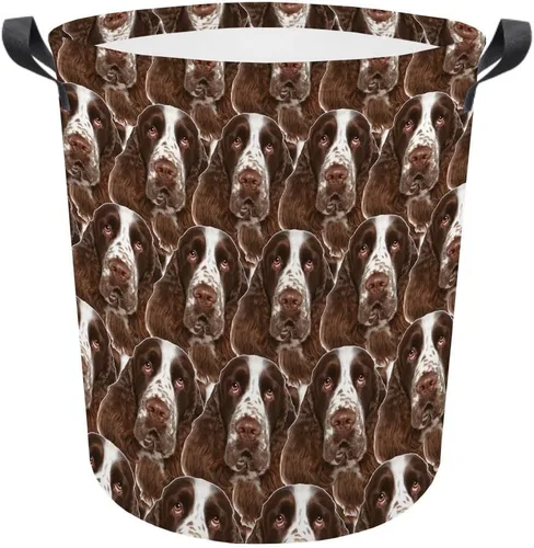 Vista 11 de Cesta de lavandería con cara de perro, cesta de lavandería plegable con asa de tela impermeable, caja de juguetes, cesta de almacenamiento de ropa