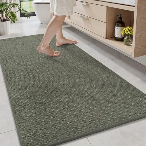 Vista 17 de AMOAMI Tapete de baño fino, súper absorbente, antideslizante, parte trasera de goma, tapetes de baño para baño, secado rápido, superficie