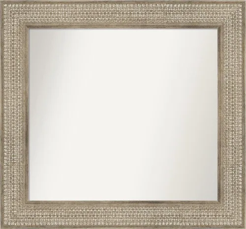 Vista 160 de Amanti Art Espejo de baño plateado para sobre fregadero, 26 x 26 pulgadas, espejo cuadrado de níquel pulido, marco de madera tradicional mediano, se