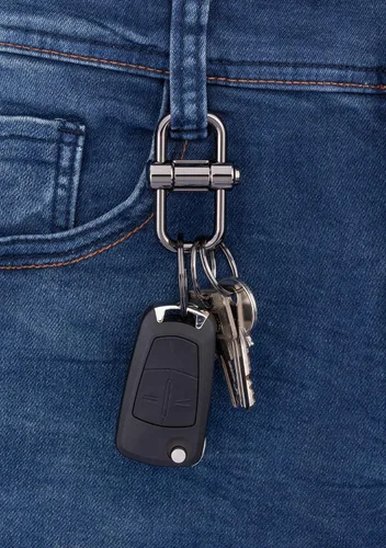 Vista 4 de TROIKA LLAVE DE 2 VÍAS KR22-09GM Llavero con 3 anillos para llaves en 2 tamaños Cierre deslizante para facilitar la organización de las llaves
