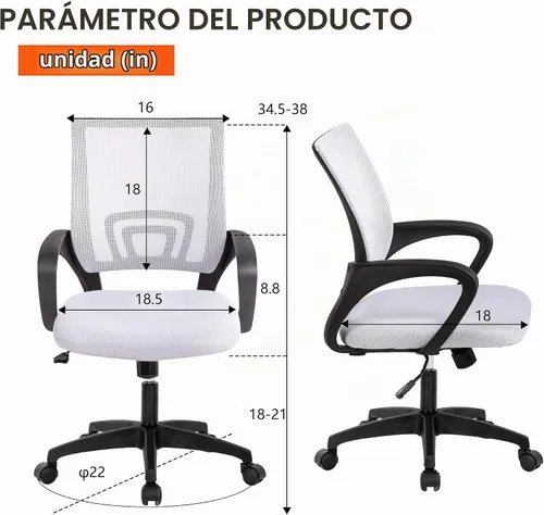Vista 3 de PayLessHere Silla de oficina en casa, silla de escritorio para computadora, silla ergonómica ajustable, soporte lumbar, reposabrazos ejecutiva