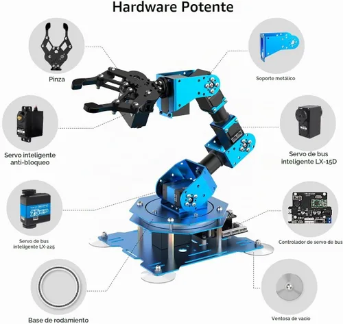 Vista 2 de LewanSoul Brazo robótico para programación de codificación Arduino 6DOF STEM Kit de brazo de robot de construcción educativo, brazo robótico