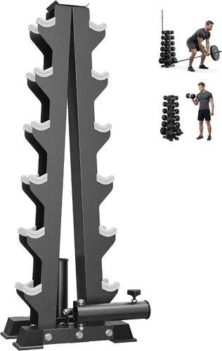 Vista 19 de HANDBODE Soporte de mancuernas A-Frame resistente para mancuernas, organizador de almacenamiento de metal que ahorra espacio, soporte resistente