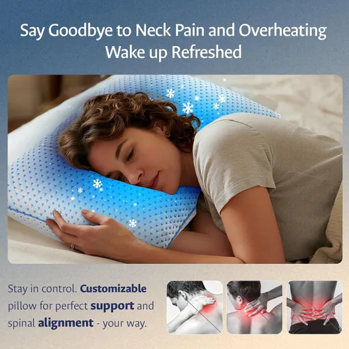 Vista 2 de Almohadas ajustables de espuma viscoelástica triturada, tamaño Queen, 1 Blanco