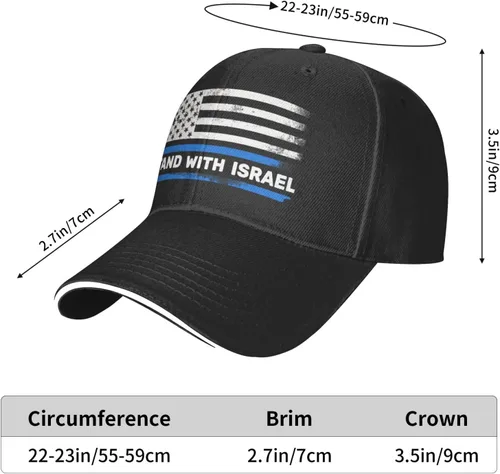 Vista 6 de I-Stand-with-Israel-Support-Israel-Flag - Gorra de béisbol unisex para papá